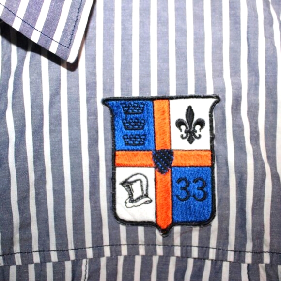 Red Ape Patchwork Button Down Shirt Blue Gray 2XL - Picture 10 of 13